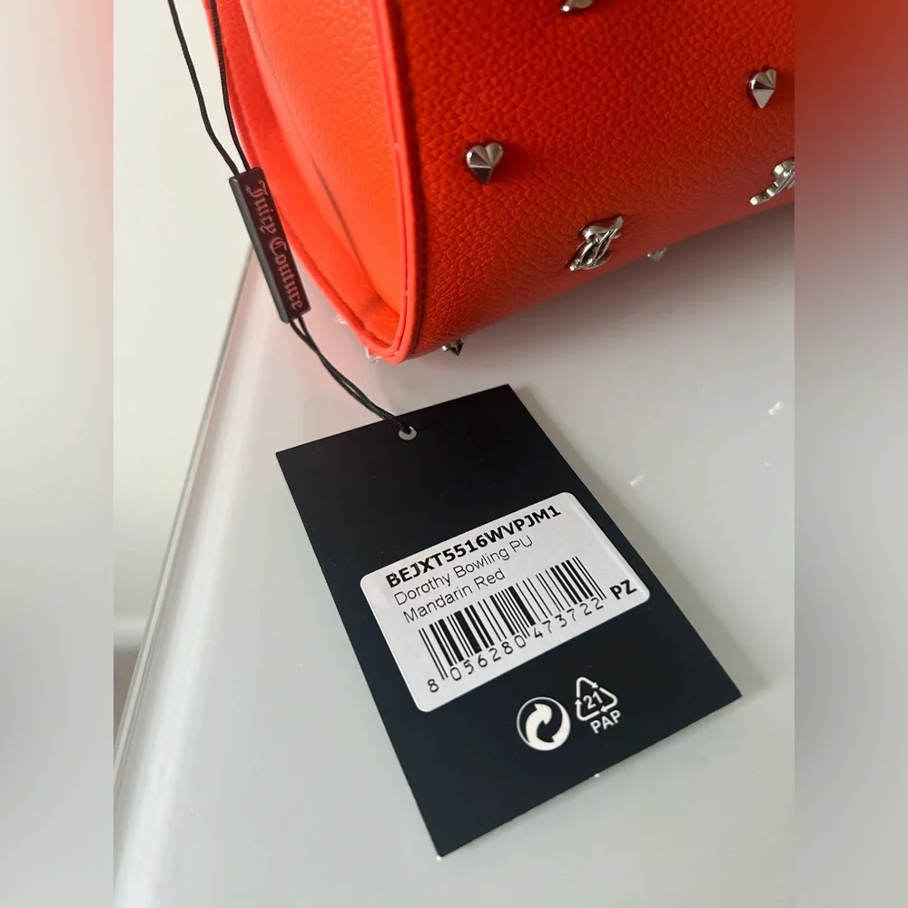 Juicy Couture UK Orange Leather silver stud Satchel Bag